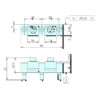 （株）ナベヤ サイドクランプ 1サイド2連 MS サイドクランプ　１サイド２連 MS2F60N14-B01