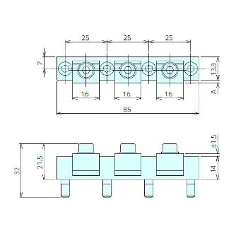 （株）ナベヤ サイドクランプ 1サイド3連 MS サイドクランプ　１サイド３連 MS3F85N14-B03