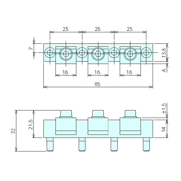 （株）ナベヤ サイドクランプ 1サイド3連 MS サイドクランプ　１サイド３連 MS3F85N14-B03