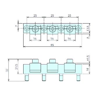 （株）ナベヤ サイドクランプ 1サイド3連 MS サイドクランプ　１サイド３連 MS3F85N14-B04