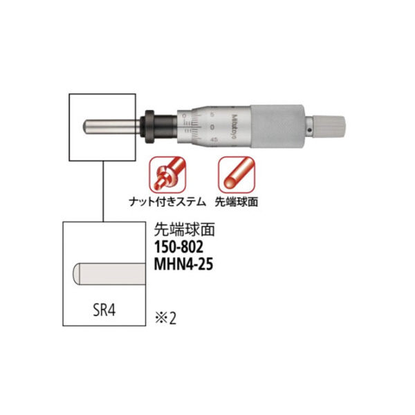 （株）ミツトヨ ヘッド MHN ヘッド MHN4-25 150-802