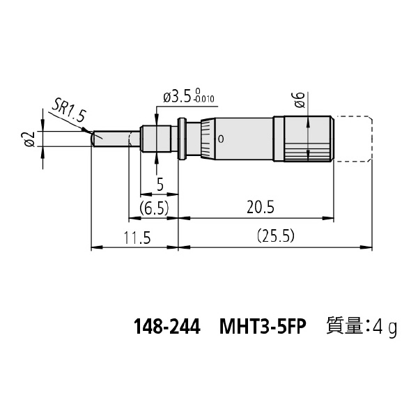 （株）ミツトヨ マイクロメータヘッド MHT マイクロメータヘッド MHT3-5FP 148-244