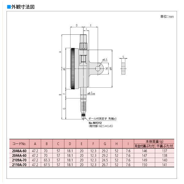 （株）ミツトヨ ダイヤルゲージ 2044AB-60 ダイヤルゲージ 2044AB-60
