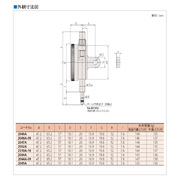 （株）ミツトヨ ダイヤルゲージ 2046AB ダイヤルゲージ 2046AB