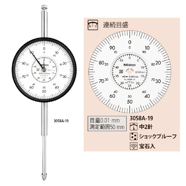 （株）ミツトヨ ダイヤルゲージ 3058A-19 ダイヤルゲージ 3058A-19