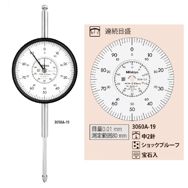 （株）ミツトヨ ダイヤルゲージ 3060AB-19 ダイヤルゲージ 3060AB-19