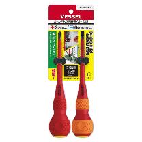 （株）ベッセル ボールグリップ絶縁ドライバー2本組 202PS
