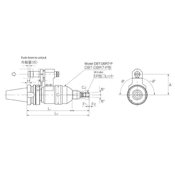 カトウ工機（株） バリ取りホルダ DBR7-P型 バリ取りホルダ DBT30-DBR7-P_ﾀｲﾌﾟA22(A=55)