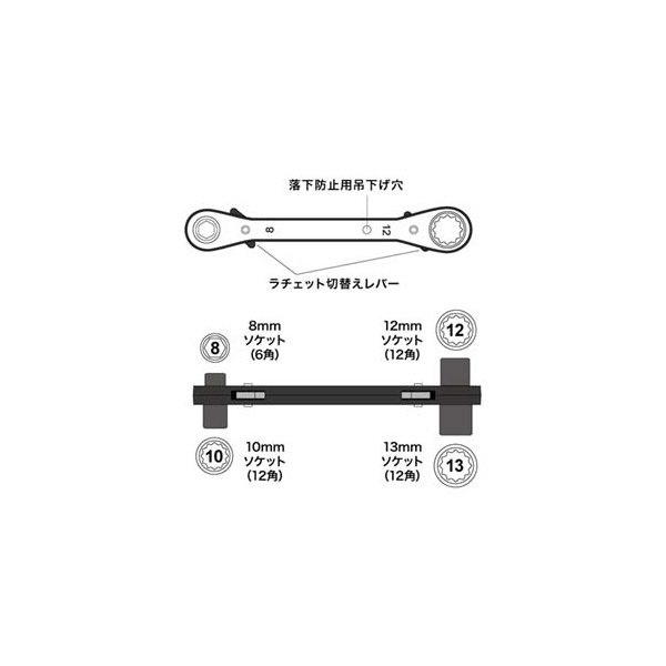 ジェフコム（株） 両口ダブルソケットレンチ DR 両口ダブルソケットレンチ DR-0813K