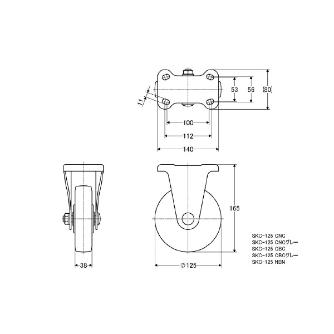 （株）ナンシン 汎用キャスター SKC 汎用キャスター SKC-125CNC