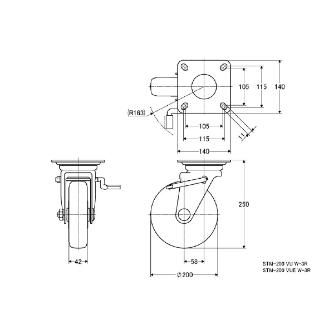 （株）ナンシン 静電気防止キャスター STM 静電気防止キャスター STM-200VUE W-3R