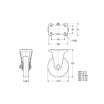 （株）ナンシン 静電気防止キャスター SKM 静電気防止キャスター SKM-75VUE