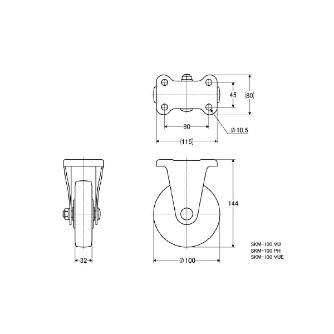 （株）ナンシン 静電気防止キャスター SKM 静電気防止キャスター SKM-100VUE