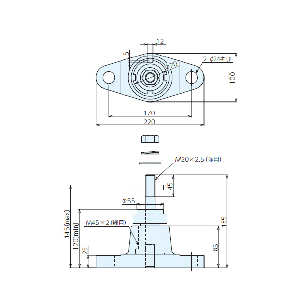 （株）ナベヤ レベリングジャッキ JM1 レベリングジャッキ JM1
