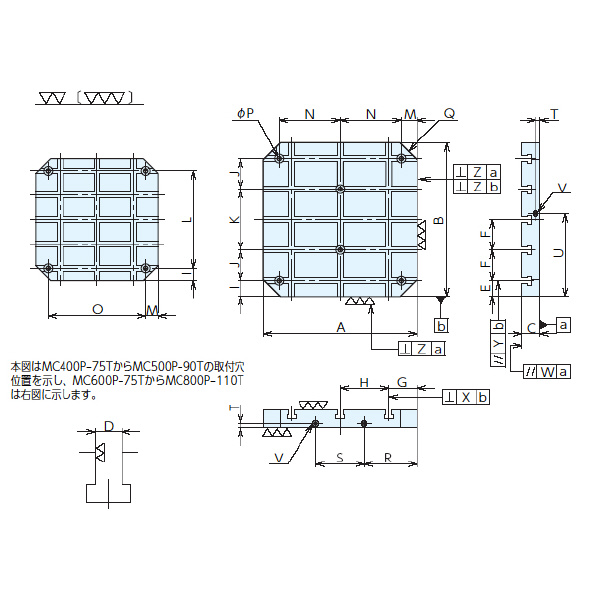 （株）ナベヤ MCパレットサブテーブル T溝タイプ MC ＭＣパレットサブテーブル　Ｔ溝タイプ MC800P075T