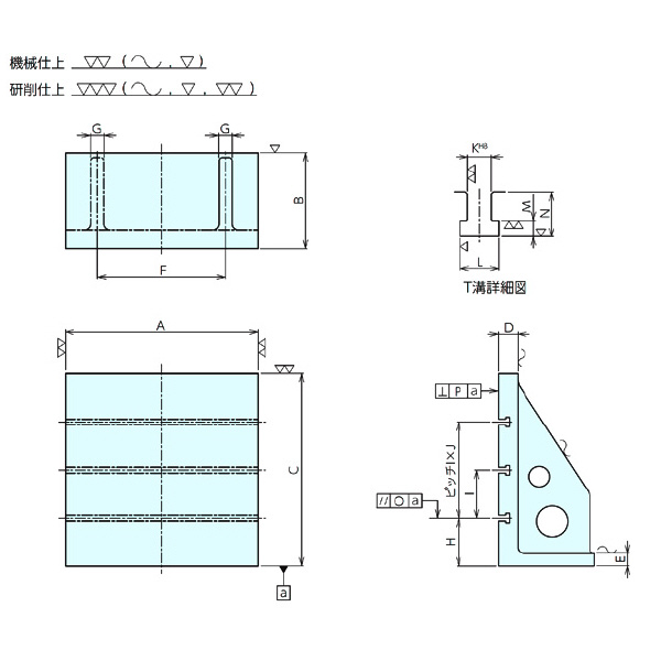 （株）ナベヤ MC精密アングルプレート(T溝タイプ) GTP ＭＣ精密アングルプレート（Ｔ溝タイプ） GTP3