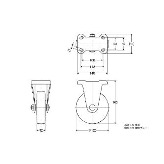 （株）ナンシン 汎用キャスター SKC 汎用キャスター SKC-125NRB