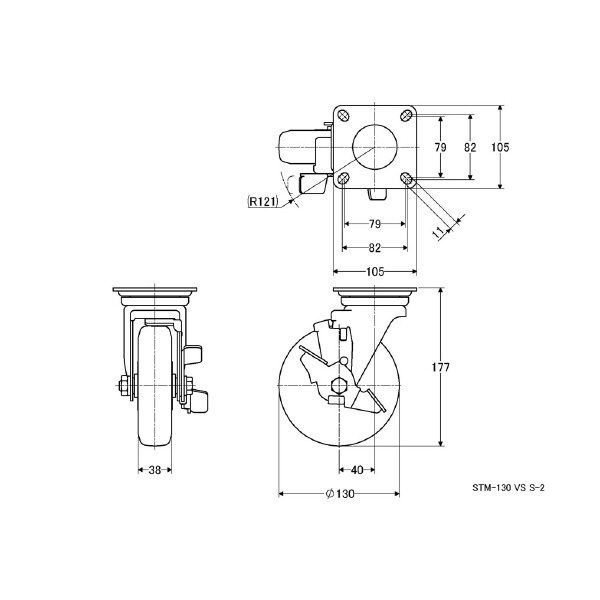 （株）ナンシン 産業用キャスター STM 産業用キャスター STM-130VS S-2