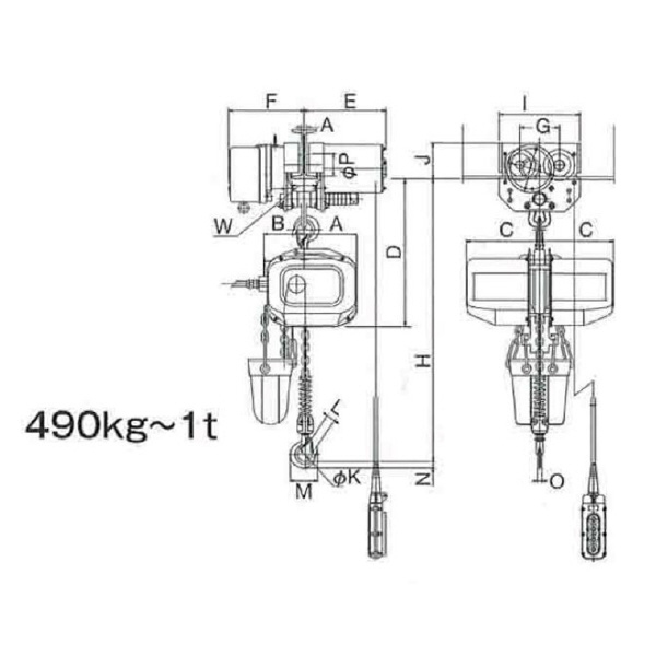 象印チェンブロック（株） 電気チェーンブロック(過負荷防止付) FB43M 電気チェーンブロック（過負荷防止付） FB43M-0.49-3M4P200VFB43M-K4930