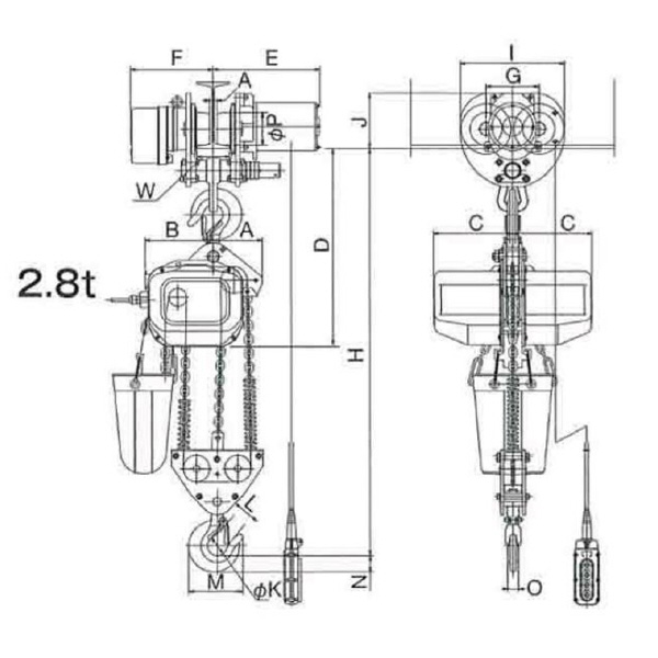 象印チェンブロック（株） 電気チェーンブロック(過負荷防止付) FB43M 電気チェーンブロック（過負荷防止付） FB43M-2.8-6M4ﾃﾝ200V F43M-02860