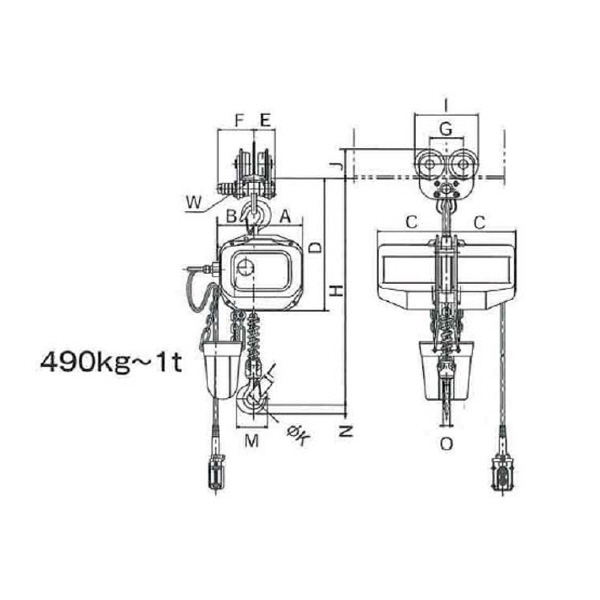 象印チェンブロック（株） 電気チェーンブロック(過負荷防止付) FB43P 電気チェーンブロック（過負荷防止付） FB43P-0.49-3M2P200VFB43P-K4930