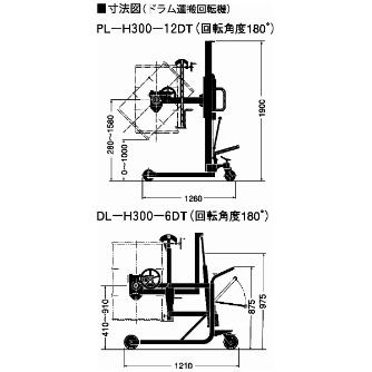 （株）をくだ屋技研 ドラム缶運搬車 PL ドラム運搬回転機 PL-H300-12DT