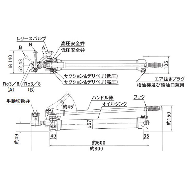 （株）大阪ジャッキ製作所 TWAD形手動油圧ポンプ TWAD ＴＷＡＤ形手動油圧ポンプ TWAD-0.9