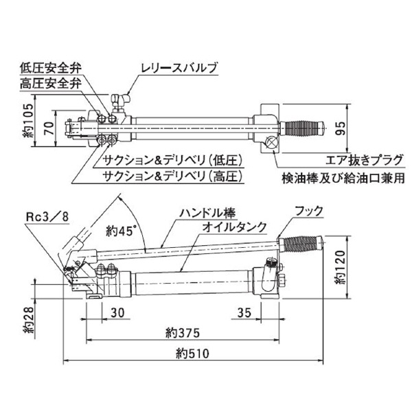 （株）大阪ジャッキ製作所 TWA形手動油圧ポンプ TWA ＴＷＡ形手動油圧ポンプ TWA-0.3