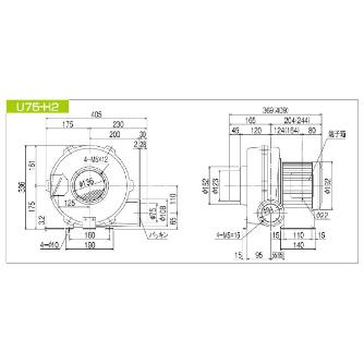 ＳＤＧ（株） 高効率電動送風機(耐熱形) U75 高効率電動送風機（耐熱形） U75-H2HT-R313