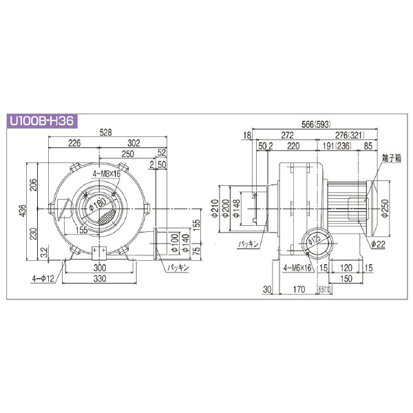 ＳＤＧ（株） 高効率電動送風機(耐熱形) U100B 高効率電動送風機（耐熱形） U100B-H36HT-R313