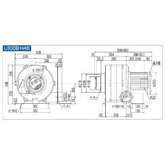 ＳＤＧ（株） 高効率電動送風機(耐熱形) U100B 高効率電動送風機（耐熱形） U100B-H46HT-R313