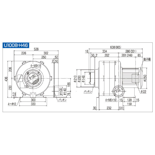 ＳＤＧ（株） 高効率電動送風機(耐熱形) U100B 高効率電動送風機（耐熱形） U100B-H46HT-R313