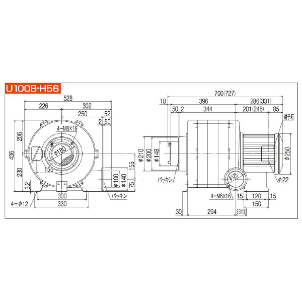 ＳＤＧ（株） 高効率電動送風機(耐熱形) U100B 高効率電動送風機（耐熱形） U100B-H56HT-R313