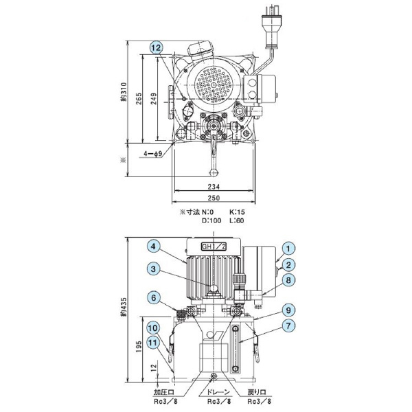 （株）大阪ジャッキ製作所 G形油圧ポンプ GH Ｇ形油圧ポンプ GH1/2S-N