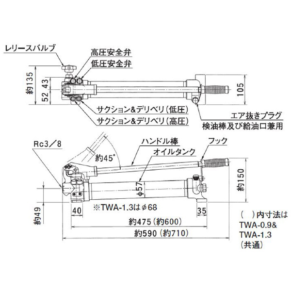 （株）大阪ジャッキ製作所 TWA形手動油圧ポンプ TWA ＴＷＡ形手動油圧ポンプ TWA-0.9