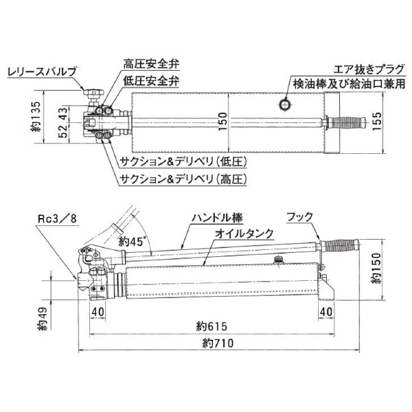 （株）大阪ジャッキ製作所 TWA形手動油圧ポンプ TWA ＴＷＡ形手動油圧ポンプ TWA-4