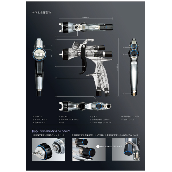 （株）明治機械製作所 ハンドスプレーガン FINER-CORE ハンドスプレーガン FINER-CORE-HVLP-13