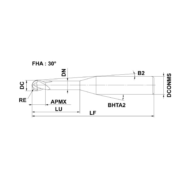三菱マテリアル（株） 超硬ソリッドエンドミル VFR2XLBR 超硬ソリッドエンドミル VFR2XLBR0030N030S06