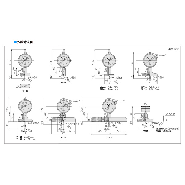 （株）ミツトヨ ダイヤルデプスゲージ 7211A ダイヤルデプスゲージ 7211A DDG60-200/2902AB