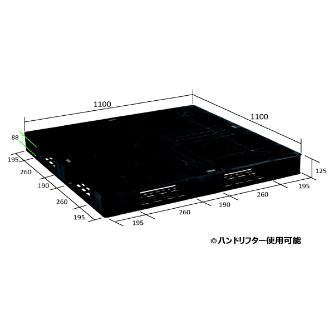 日本プラパレット（株） パレット フック付(8箇所) EXA パレット　フック付（８箇所） EXA-1111-125H ﾌﾞﾗﾂｸ