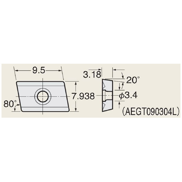 （株）日研工作所 インサートチップ AEG インサートチップ AEG12-F2 KW10