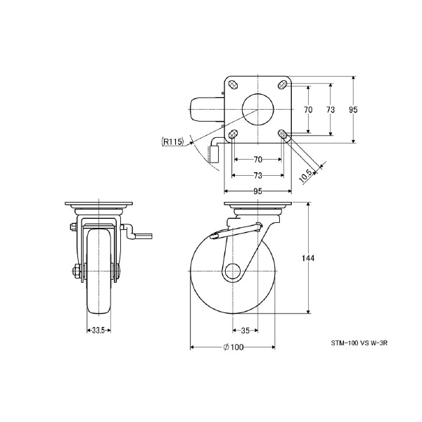 （株）ナンシン 産業用キャスター STM 産業用キャスター STM-100 VS W-3R