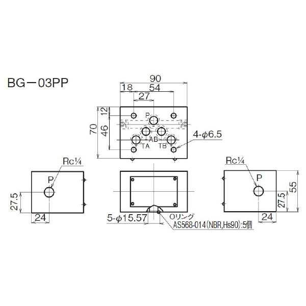 ダイキン工業（株） 圧力取出用ブロック BG 圧力取出用ブロック BG-03PP-40-40