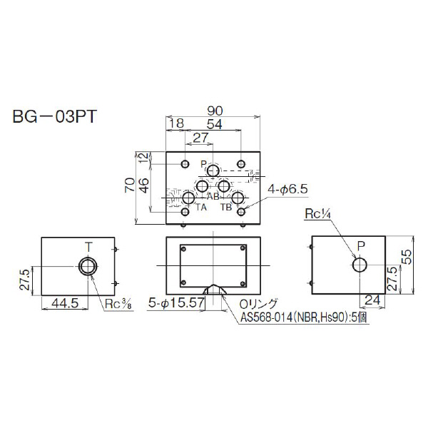 ダイキン工業（株） 圧力取出用ブロック BG 圧力取出用ブロック BG-03PT-40-70