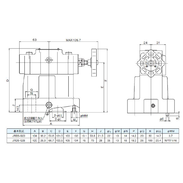 ダイキン工業（株） パイロット作動形リリーフ弁 JRBS-G パイロット作動形リリーフ弁 JRBS-G03-3-30-F