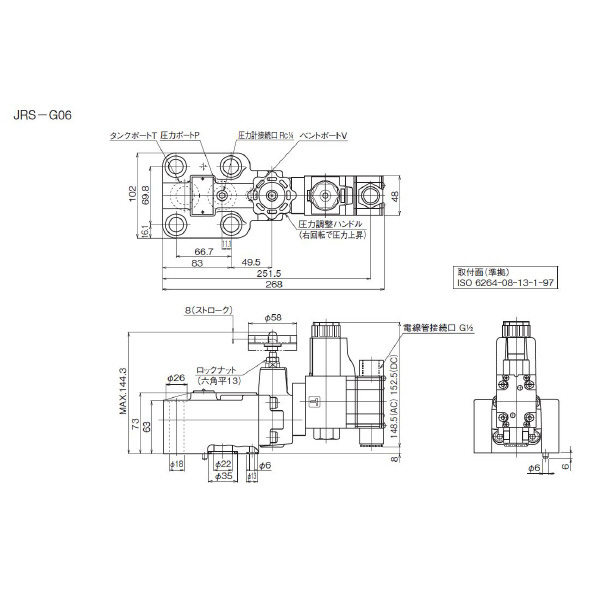 ダイキン工業（株） 電磁操作弁付リリーフ弁 JRS-G 電磁操作弁付リリーフ弁 JRS-G06-1-AP-40