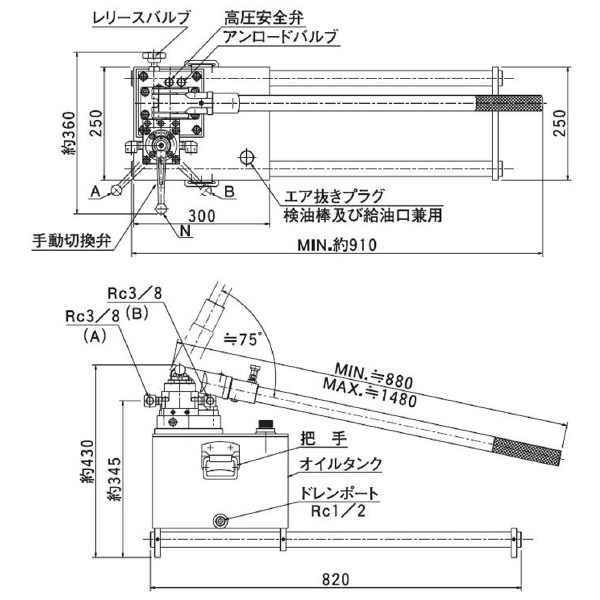 （株）大阪ジャッキ製作所 TWAD形手動油圧ポンプ TWAD ＴＷＡＤ形手動油圧ポンプ TWAD-8M