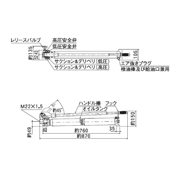 （株）大阪ジャッキ製作所 TWAU形手動ポンプ TWAU-1.8 ＴＷＡＵ形手動ポンプ TWAU-1.8