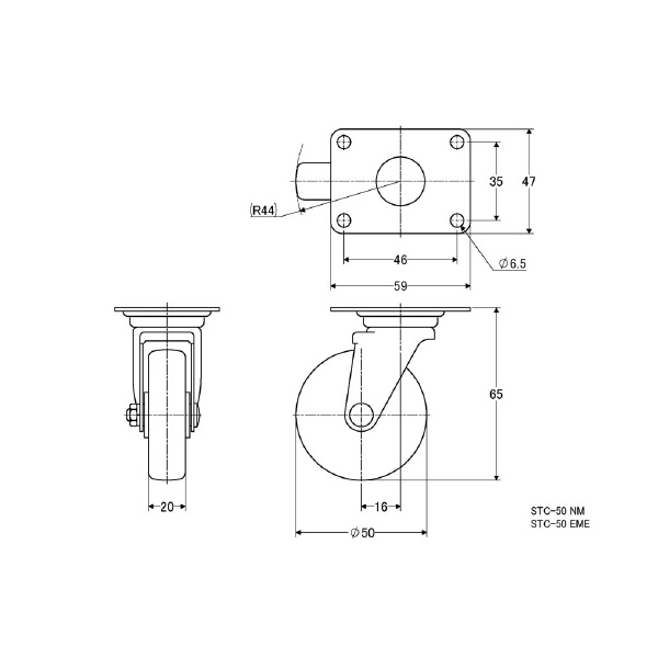 （株）ナンシン 静電気防止キャスター STC 静電気防止キャスター STC-50EME