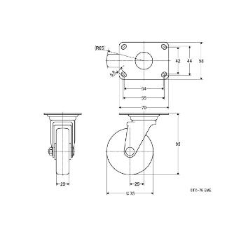 （株）ナンシン 静電気防止キャスター STC 静電気防止キャスター STC-75EME